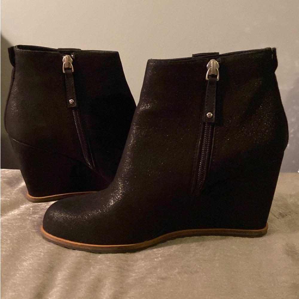 New Linea Paolo Winslet Wedge Bootie Black Size 8 - Picture 5 of 8